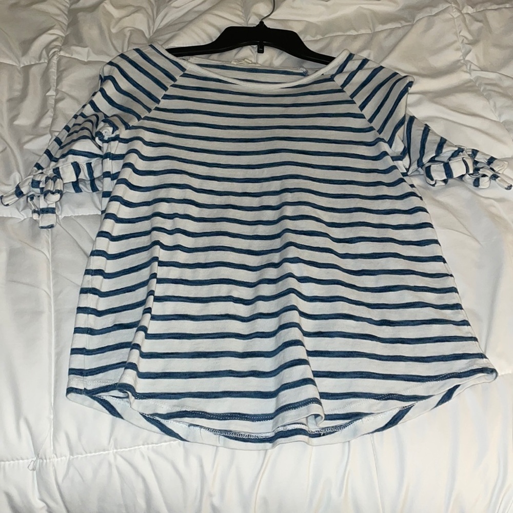 white and blue striped shirt